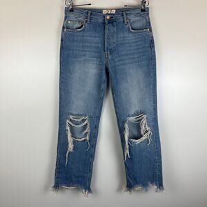 We the Free Maggie Ripped Crop Straight Leg Jeans, size 27